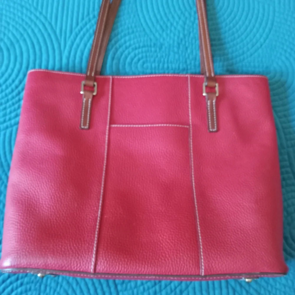 Dooney & Bourke | Lexington Red Pebble Grain Leather Tote Purse Handbag - Picture 4 of 16